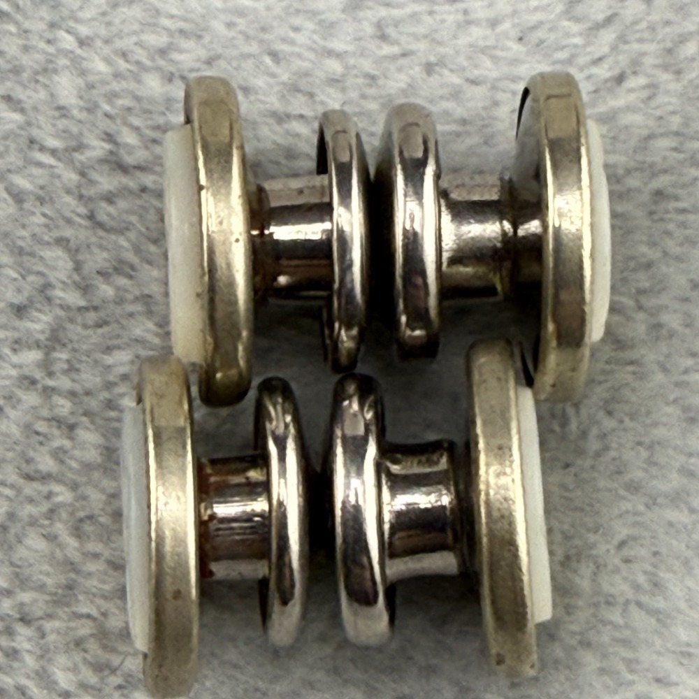 Vintage Cufflinks Silver Tone Snap Mother of Pearl - Picture 5 of 7